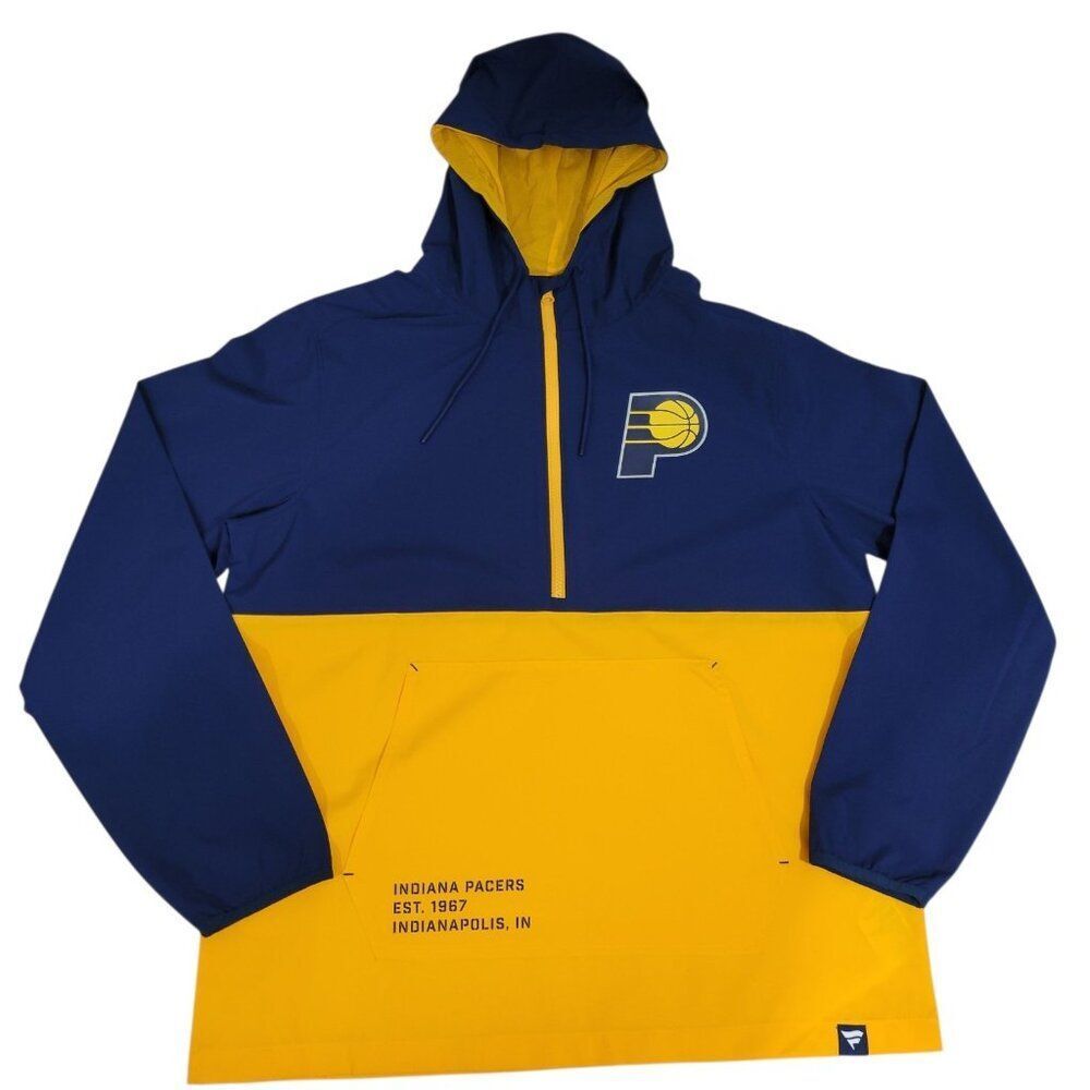 Indiana Pacers Anorak Windbreaker Jacket‎ Mens Large Hood Pullover Fanatics NBA